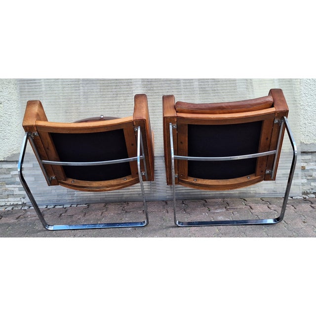 Brown Mid-Century DS 201 Armchairs in Cognac-Colored Cowhide Leather by Robert Haussmann for De Sede, 1960s, Set of 2 For Sale - Image 8 of 15