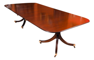 Vintage 20th Century Mahogany Twin Pillar Dining Table from William Tillman, 1980s
