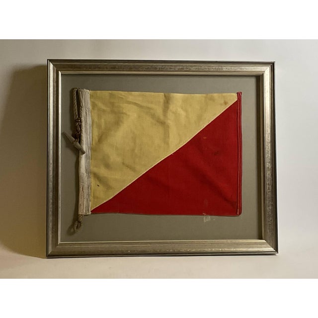American Vintage Nautical Signal Flag In Shadow Box Frame For Sale - Image 3 of 9