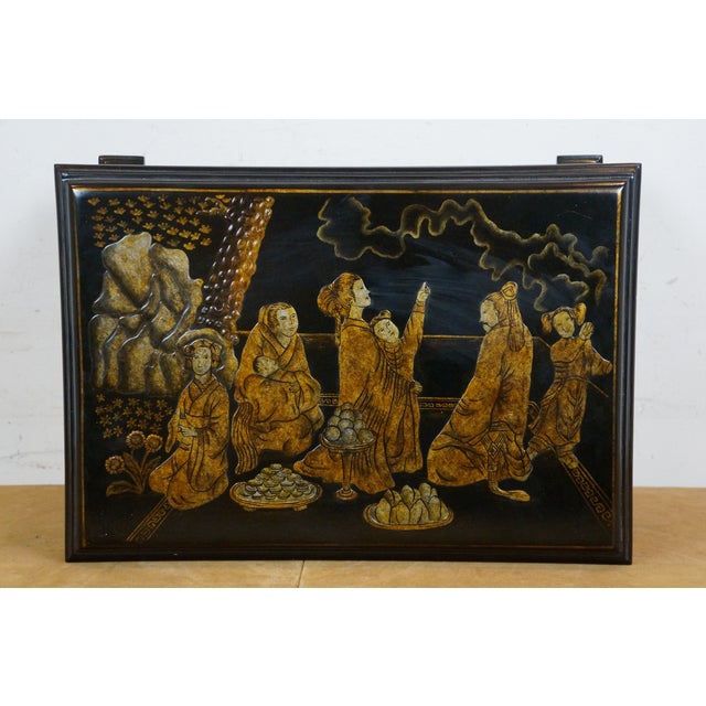 Maitland - Smith Chinese Chinoiserie Lacquered Silverware Flatware Chest Box For Sale - Image 6 of 11