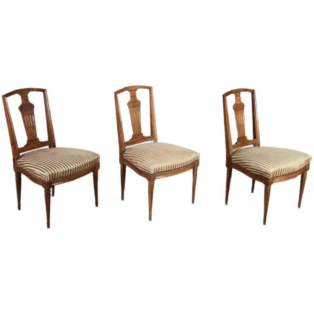 Baroque Antique Louis XVI Chairs in Walnut, 1780, Set of 3 For Sale - Image 3 of 18
