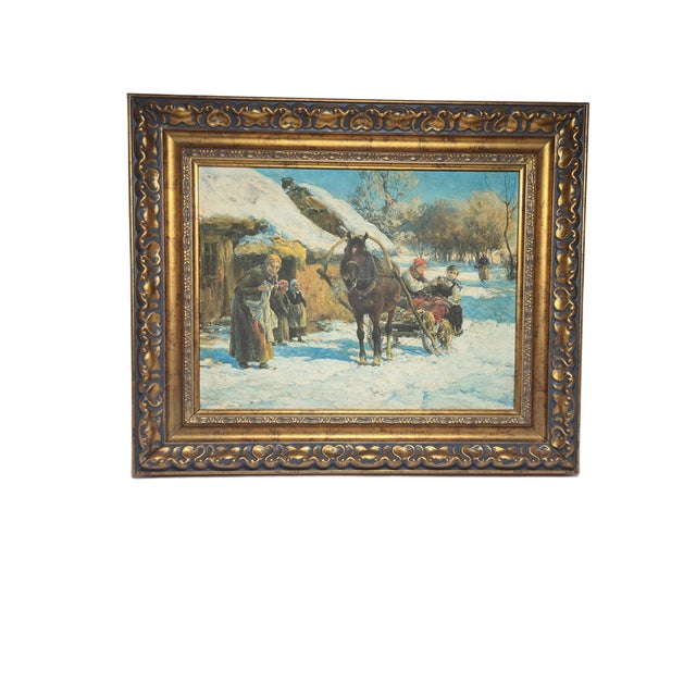 Figurative Composition, 1980s, Oilgraph on Canvas, in Very Good conditions. Designed 1950 to 1959