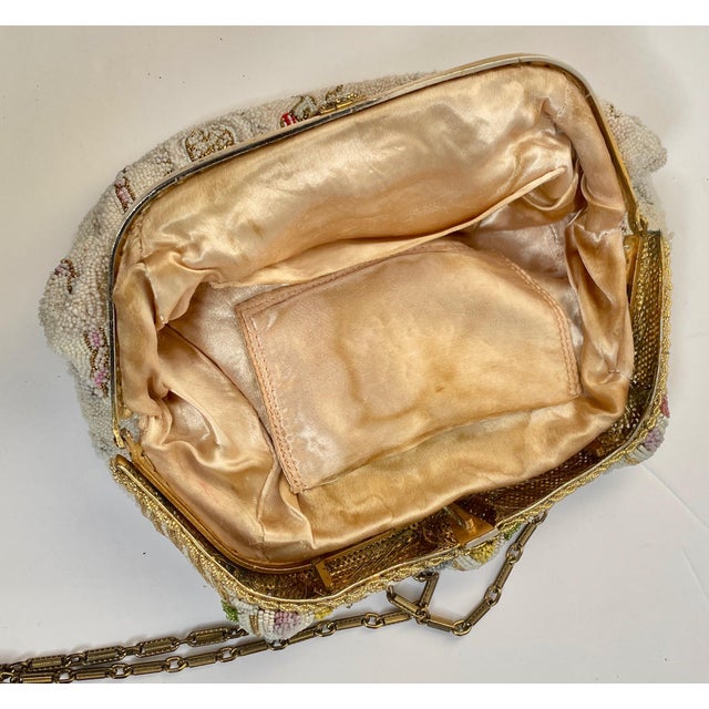 1950s 1950’s Antique Paisley and Garland Beaded Evening Bag - For Sale - Image 5 of 5