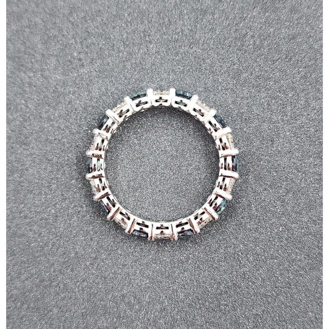 Metal 2.52 Ct Natural Alexandrite & Diamond Eternity Band in Platinum, Size 5.75 For Sale - Image 7 of 8