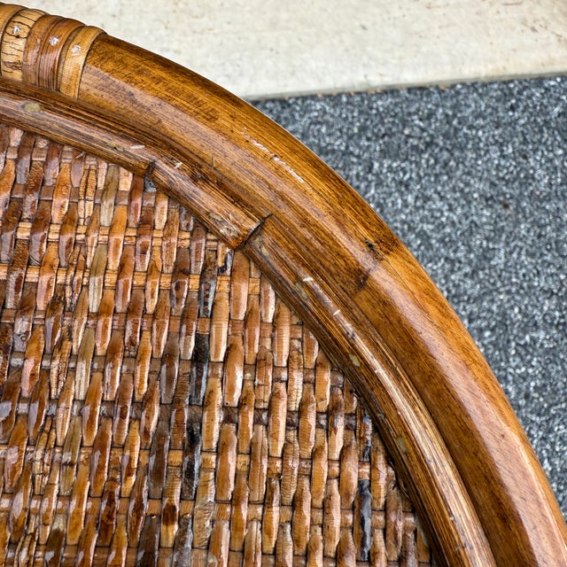 Bulbous 1970s Rattan 2 Tier 36" Plant Stand For Sale - Image 11 of 11