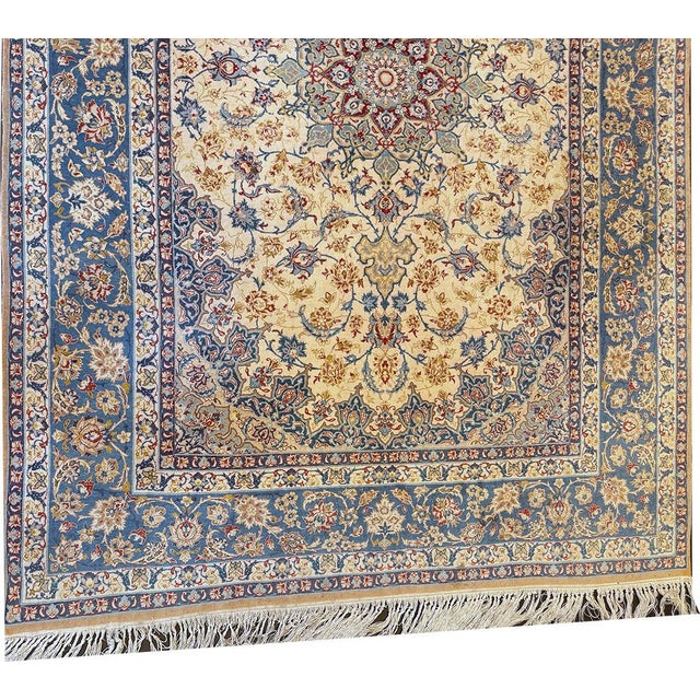 1960s Silk & Wool on Silk Persian Isfahan Rug For Sale - Image 4 of 10