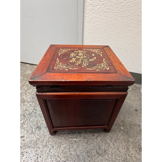 Wood Chinese Bone Inlay Square Storage Chest, Antique For Sale - Image 7 of 12