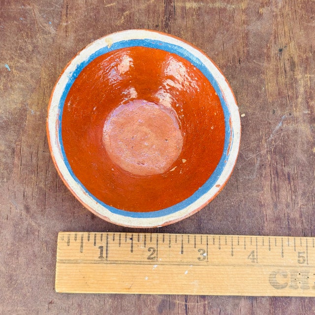 Late 20th Century Mexican Hand-Painted Terracotta Condiment Bowls - Set of 6 For Sale - Image 12 of 13