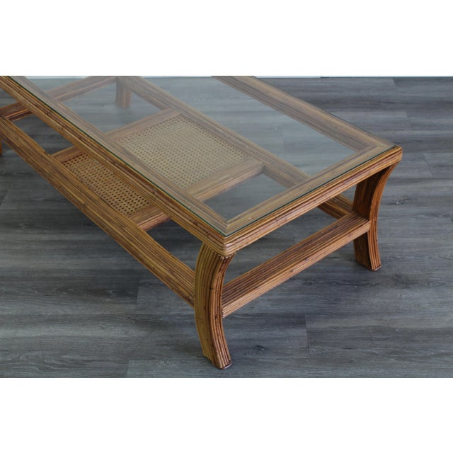 Vintage Pencil Reed Two Tiered Coffee Table For Sale - Image 10 of 11