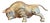 Vintage Heavy Brass Charging Bull Figurine Mid Century Animal Statue Decor For Sale