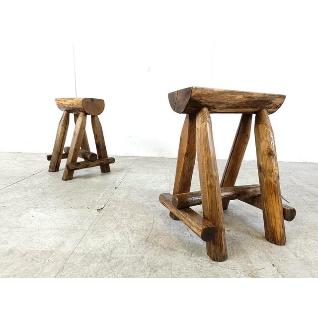 Vintage Wooden Stool, 1970s For Sale - Image 13 of 14
