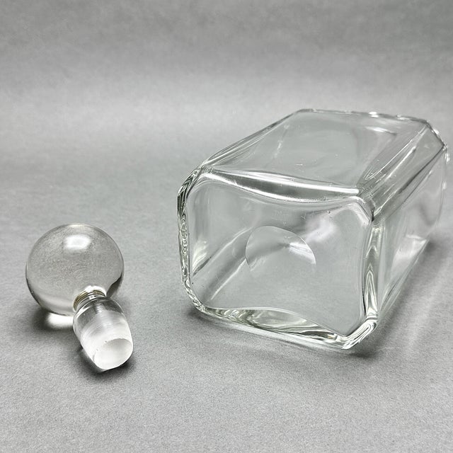 Vintage Minimalist Hand Blown Clear Glass Rectangular Decanter With ...
