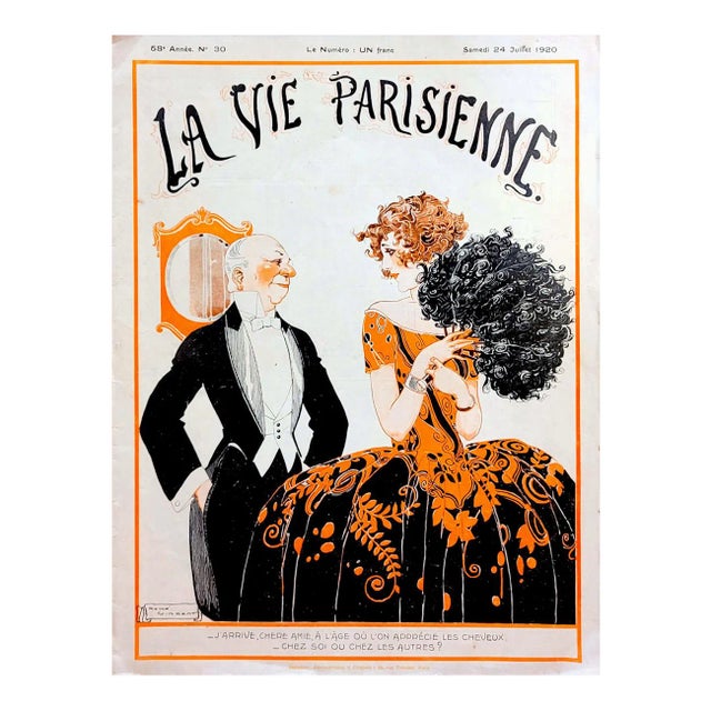 René Vincent, 1920 "Chez Soi Ou Chez Les Autres?" La Vie Parisienne Cover Print For Sale