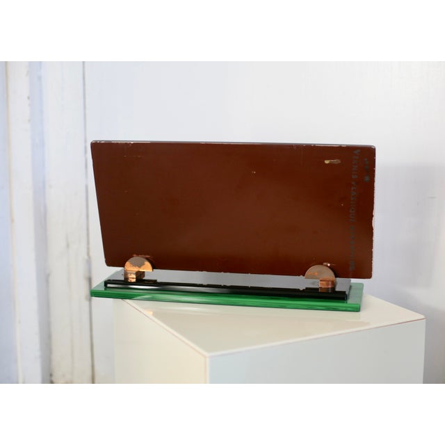 1950s Smoked Mirror, Black Glass and Green Stone Support, France, 1958 For Sale - Image 5 of 15