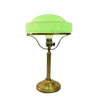 Art Nouveau Brass and Glass Table Lamp from Jugendstil, Sweden, 1920s For Sale