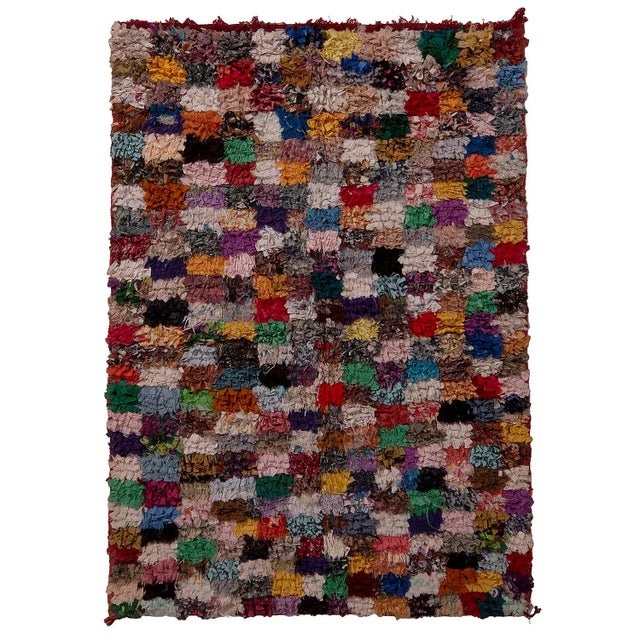 Vintage Moroccan Berber Geometric Checkerboard Multicolor Wool Fabric Rug For Sale In New York - Image 6 of 6