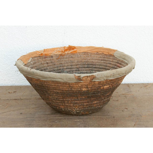 18" Dm Harvest Basket With Textile Rim & Mud Base For Sale - Image 4 of 7