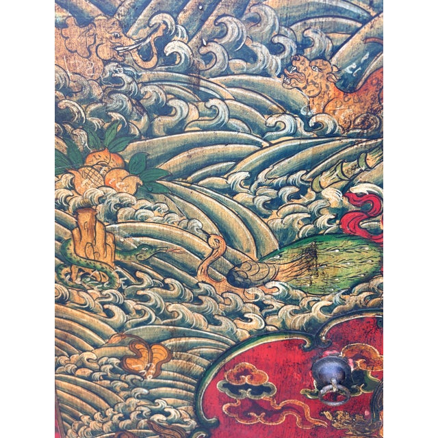 Chinoiserie Antique Tibetan Cabinet Doors With Embossed Dragon Motifs, Pair For Sale - Image 3 of 18
