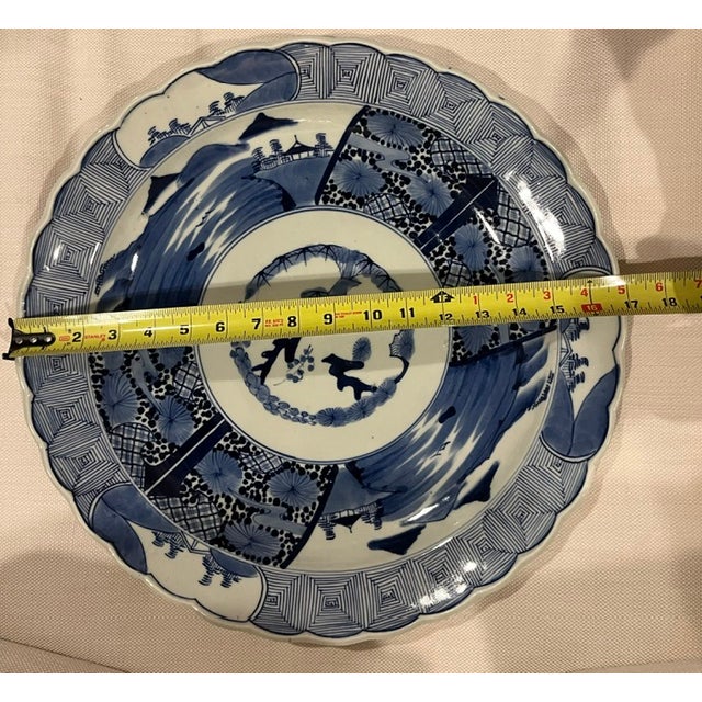 Antique Blue and White 17" Wide Fuyode Plate - Circa 1830 For Sale - Image 17 of 17