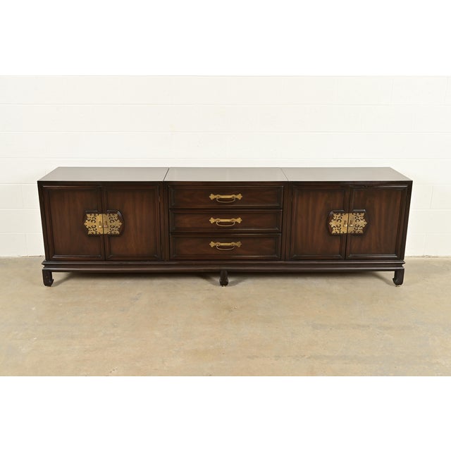A gorgeous mid-century modern Hollywood Regency Chinoiserie monumental credenza, sideboard, or buffet server By John...