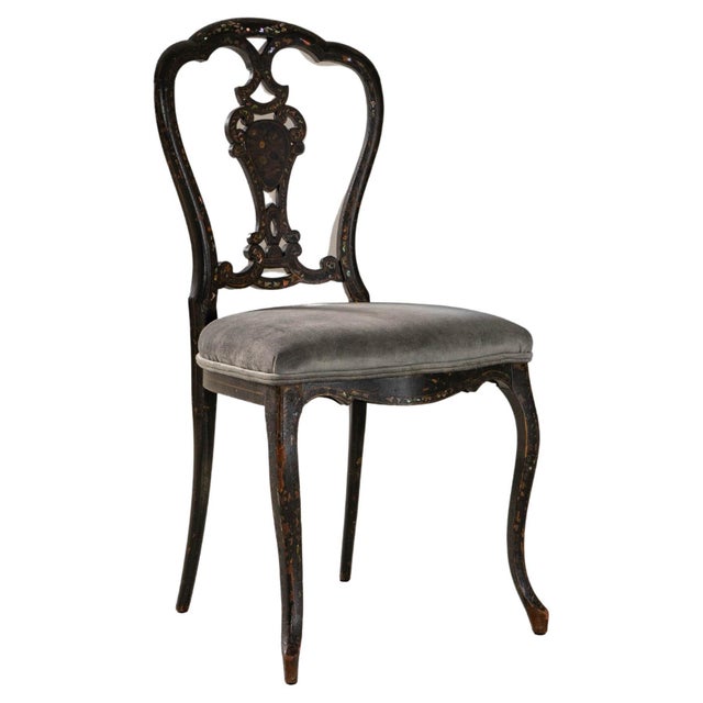 1860s French Louis XV Wooden Chair With Velvet Upholstered Seat For Sale - Image 15 of 18
