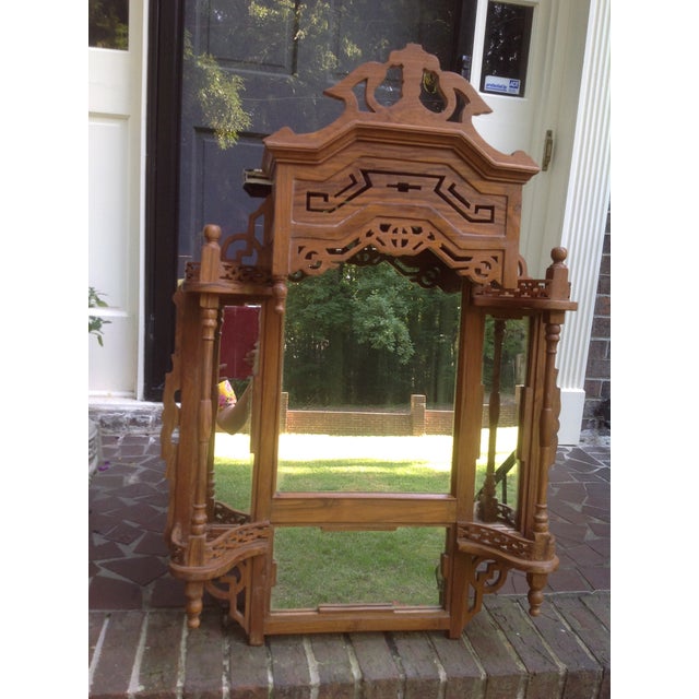 Vintage British Colonial Hand Carved Teak Wood Mirror Chairish