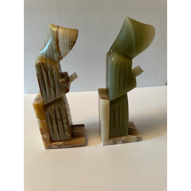 Stone Vintage Solid Onyx Carved Book Ends For Sale - Image 7 of 8