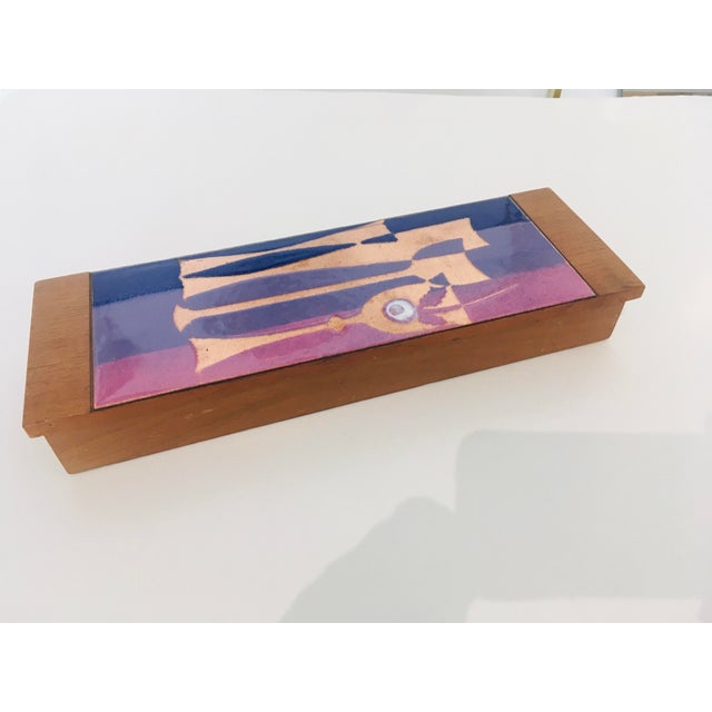 Mid Century Modern Copper and Purple Enamel Box For Sale In Miami - Image 6 of 12