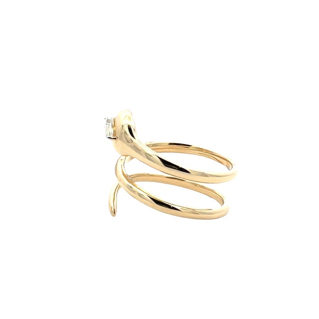 Modern 18k Yellow Gold Marquise Diamond Snake Swirl Ring, Size 6.75 For Sale - Image 3 of 5