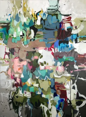 "It's Mostly About People" Contemporary Mixed-Media Painting on Canvas by Gina Cochran