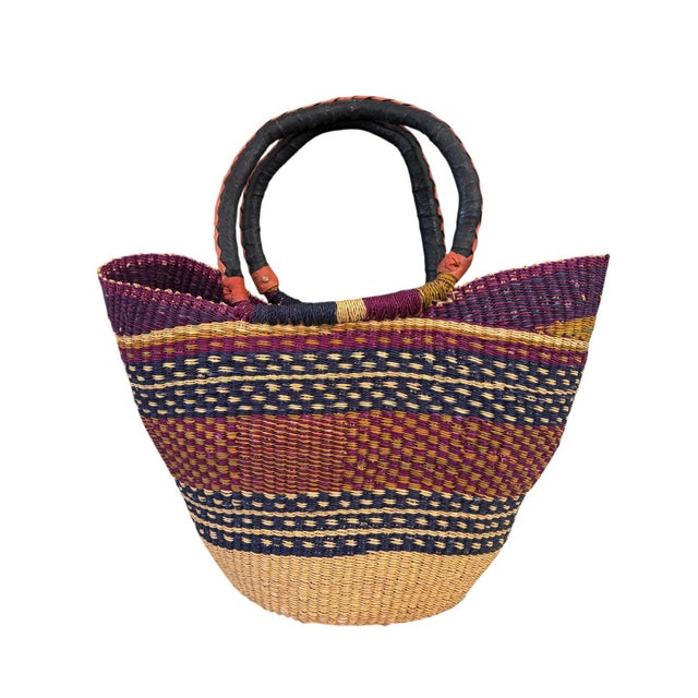 Large African Ghanian Bolga Basket 20" H by 19" W For Sale - Image 4 of 5