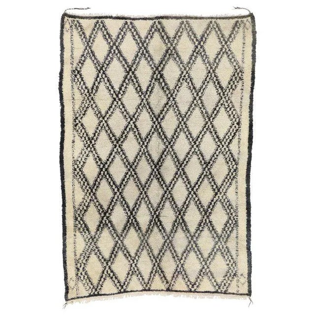 Textile Vintage Mid-Century Beni Ourain Moroccan Rug - 6′5″ × 9′3″ For Sale - Image 7 of 7