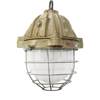 Vintage French Industrial Cast Iron Pendant Lamp by Mapelec Amiens, 1977 For Sale