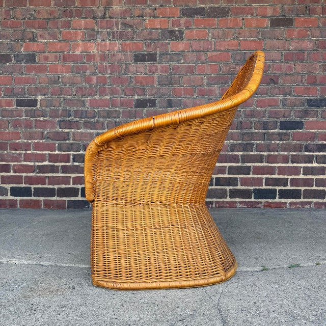 1970s McGuire Sculptural Rattan Lounge Chair, 1970s – High Back Wicker For Sale - Image 5 of 11