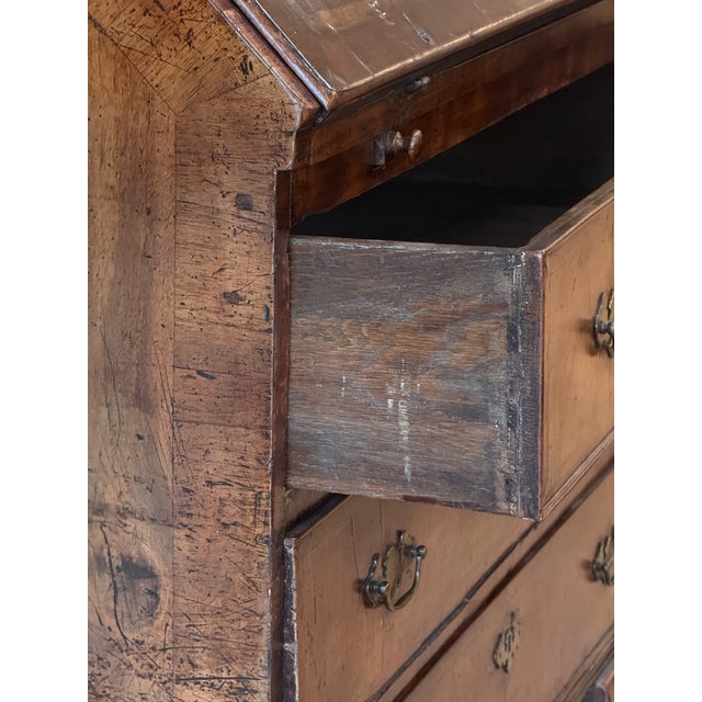 Wood Early 18th Century Dutch Baroque Burl Walnut Drop-Front Secretary Desk For Sale - Image 7 of 18