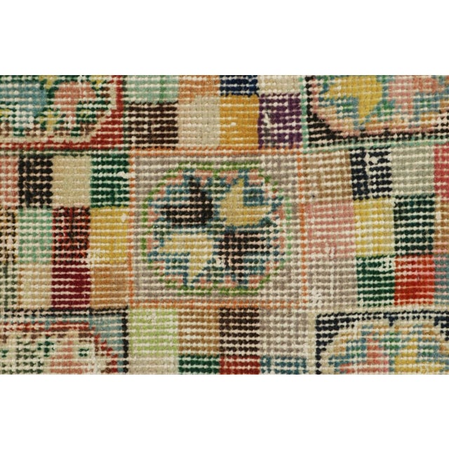 Traditional Vintage Zeki Múren Square Rug in Polychromatic Geometric Patterns | Rug & Kilim For Sale - Image 3 of 7
