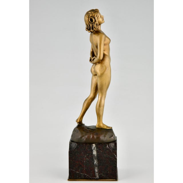 Joe Descomps, Lady, 1900, Bronze amd Marble For Sale - Image 4 of 13