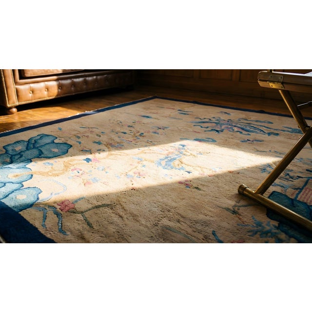 Champagne Antique Chinese Peking Rug For Sale - Image 8 of 9