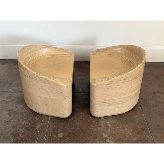 Organic Mid Century Modern Style Stacked Plywood Lounge Chairs For Sale - Image 11 of 13
