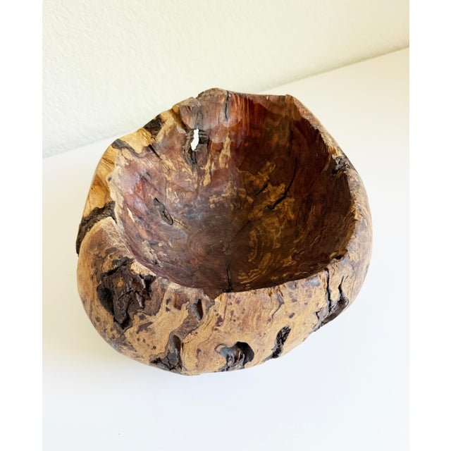 1970s Rustic Burl Wood Vessel For Sale - Image 11 of 12