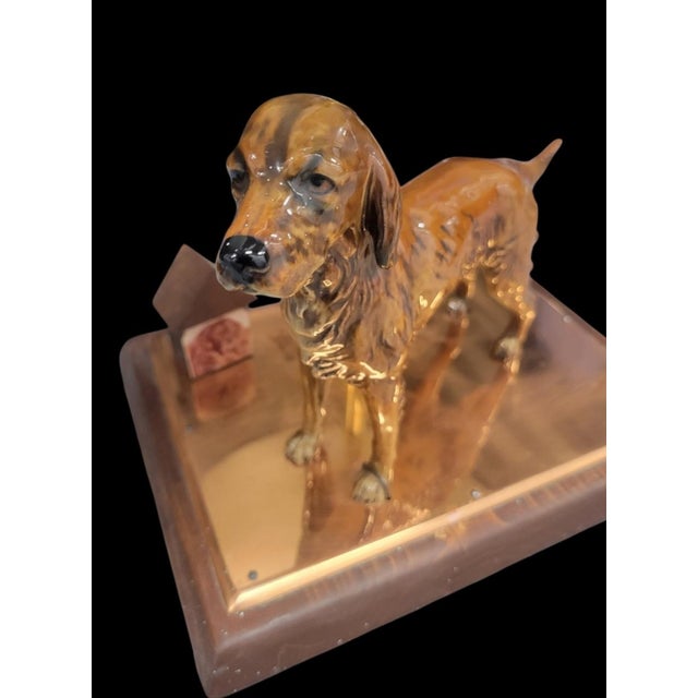 1960s Vintage Ceramic Bird Dog Setter Miniature House Copper Base Table Lamp For Sale - Image 5 of 8