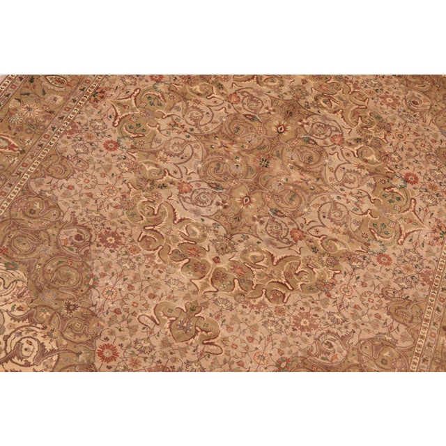 Boho Chic Floral 1990's Pak-Persian Taupe/Green Wool Rug - 6'1'' X 9'0'' For Sale - Image 4 of 9