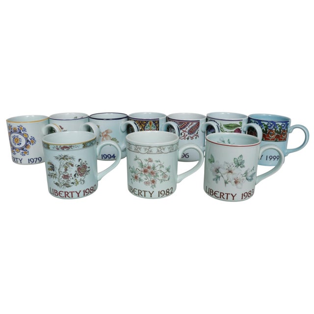 A collection of ten English ‘Liberty Year’ Mugs produced between 1979-1999 for Liberty of London, a luxury emporium...