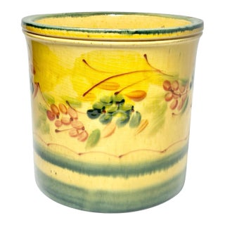 Terre E Provence Yellow & Green Earthenware Canister Crock For Sale