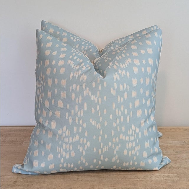 Transitional Gp & J Baker Poppy Sprig Pillows in Aqua With Les Touches For Sale - Image 3 of 9