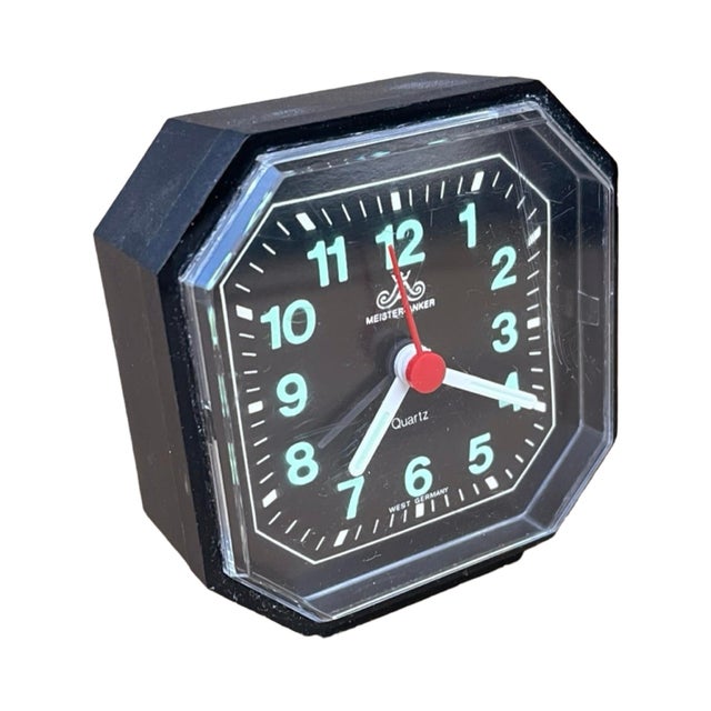 Mid-Century Modern Black, Pop Art, Quartz Alarm Clock Meister-Anker, Germany, 1970s For Sale - Image 3 of 9