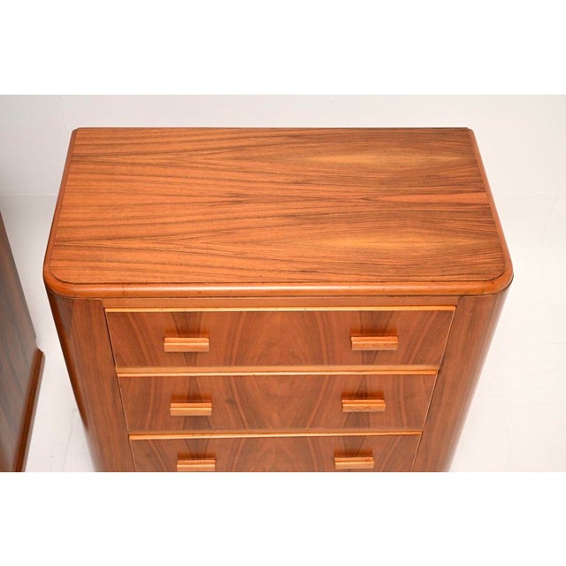 Wood Art Deco Figured Walnut Bedside Chests, 1940, Set of 2 For Sale - Image 7 of 11