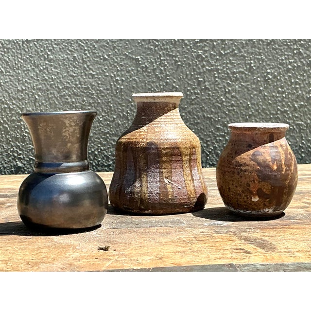 Mid-Century Modern Vintage Original Studio a Pottery Trio of Small Vases For Sale - Image 3 of 12