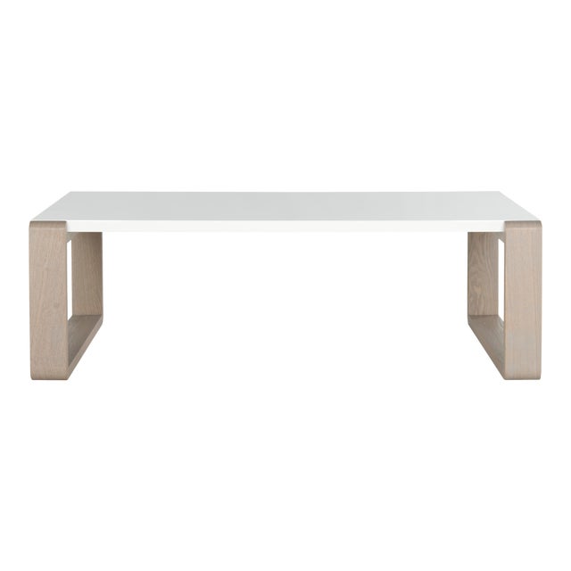 Mid Scandinavian Lacquer Coffee Table in White & Grey For Sale
