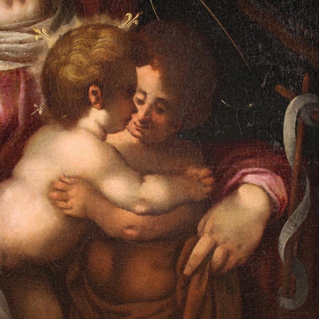 Tuscan School Artist, Holy Family, 1570, Oil on Canvas, Framed For Sale - Image 8 of 16